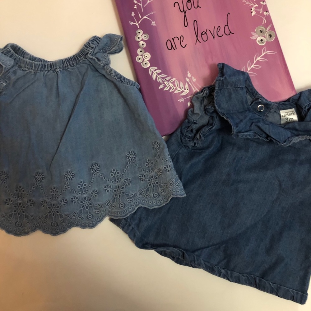 🎀Baby B’Gosh and Carter’s Denim dresses 0-3 mo
